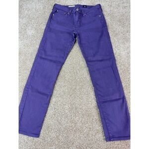AG Adriano Goldschmied The Stevie Ankle Slim Straight Purple Jeans 30R 30  Denim